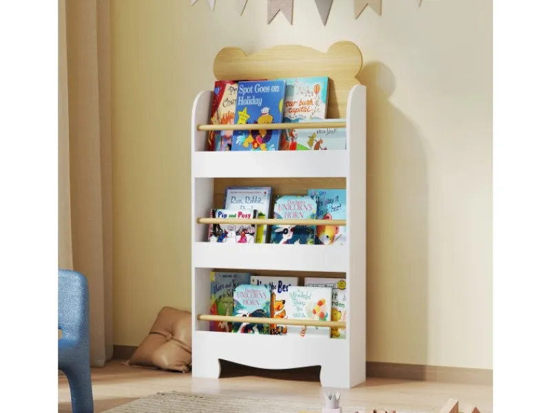 AIYAPLAY Bücherregal für Kinder Kinderregal mit 3 Ablagen aus Holz