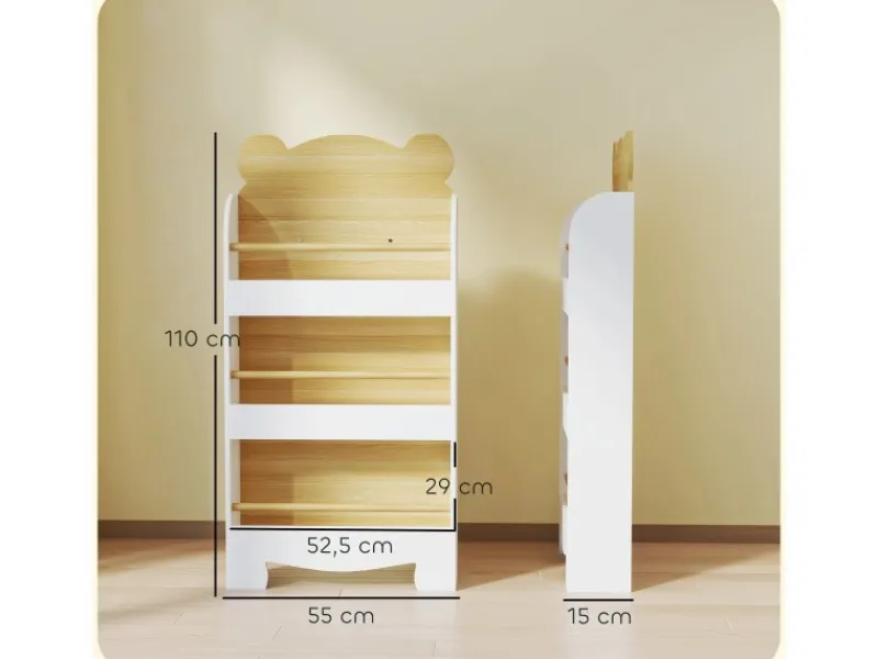 AIYAPLAY Bücherregal für Kinder Kinderregal mit 3 Ablagen aus Holz