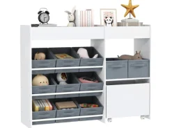 AIYAPLAY Kinderregal MDF Vliesstoff Weiß 105L x 30B x 80H cm