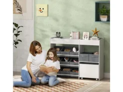 AIYAPLAY Kinderregal MDF Vliesstoff Weiß 105L x 30B x 80H cm