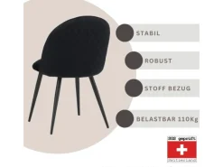 Albatros Stühle^Esszimmerstuhl CAPO Samt 4er Set Schwarz