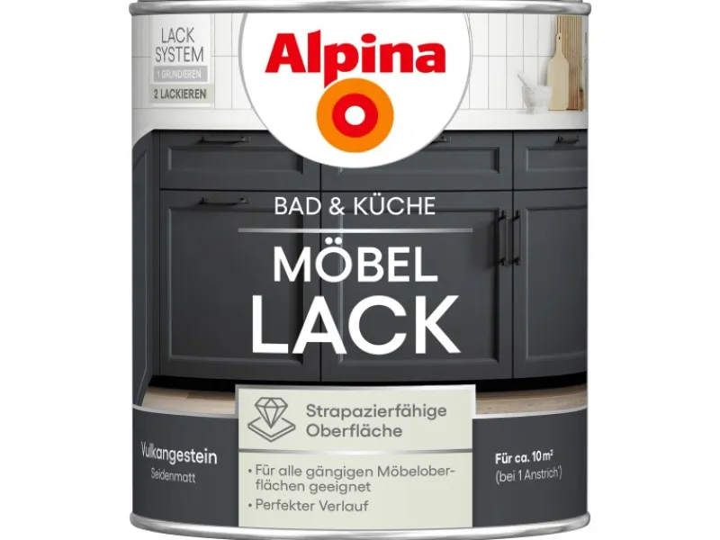 Alpina Möbel-Lack Bad & Küche Vulkangestein Seidenmatt 750 ml