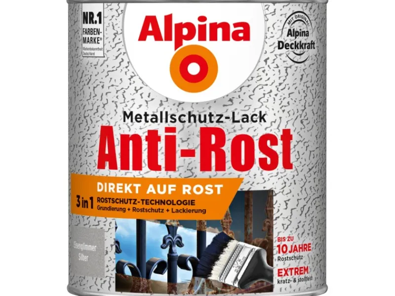 Alpina Speziallacke^Metallschutz-Lack Anti-Rost Eisenglimmer 750 ml