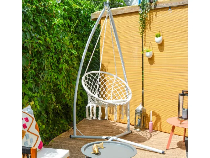 AMANKA Hängestuhlgestell bis 120 kg Belastbar - 215 cm Hoch Hellgrau