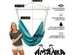 AMANKA Sessel^XXL-Hängesessel bis 150 kg Belastbar 185 x 130 cm