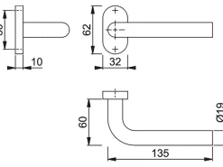 AnsaPro Türbeschlag-Lochteil Douro mit Rosette Edelstahl Matt