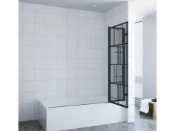 Eckregale^Aquabatos Badewannenaufsatz 3 tlg. Duschwand 150 x 140 cm Badewannenfaltwand Faltwand Glaswand für Badewanne mit Festteil Duschtrennwand Glas Dusche