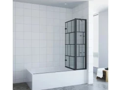 Eckregale^Aquabatos Badewannenaufsatz 3 tlg. Duschwand 150 x 140 cm Badewannenfaltwand Faltwand Glaswand für Badewanne mit Festteil Duschtrennwand Glas Dusche