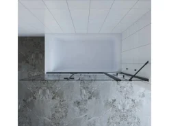 Eckregale^Aquabatos Badewannenaufsatz 3 tlg. Duschwand 150 x 140 cm Badewannenfaltwand Faltwand Glaswand für Badewanne mit Festteil Duschtrennwand Glas Dusche