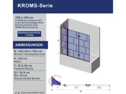 Eckregale^Aquabatos Badewannenaufsatz 3 tlg. Duschwand 150 x 140 cm Badewannenfaltwand Faltwand Glaswand für Badewanne mit Festteil Duschtrennwand Glas Dusche