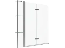 Eckregale^Aquabatos Badewannenfaltwand 150 x 140 cm 3tlg. Badewannenaufsatz Dusche Duschabtrennung Duschwand für Badewanne 5mm ESG Echtglas