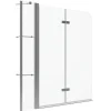 Aquabatos Badewannenfaltwand 130 x 140 cm 3tlg. Badewannenaufsatz Dusche Duschabtrennung Duschwand für Badewanne 5mm ESG Echtglas