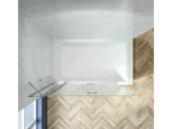 Aquabatos Badewannenfaltwand 130 x 140 cm 3tlg. Badewannenaufsatz Dusche Duschabtrennung Duschwand für Badewanne 5mm ESG Echtglas