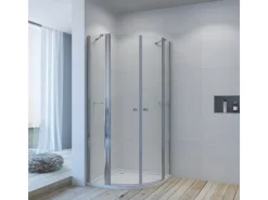 Eckregale^Aquabatos Runddusche 90 x 90 x 195 cm Duschkabine Duschwand Viertelkreis Duschabtrennung mit Eckregale Pendeltür 6 mm NANO ESG Sicherheitsgals