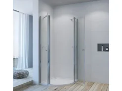 Eckregale^Aquabatos Runddusche 90 x 90 x 195 cm Duschkabine Duschwand Viertelkreis Duschabtrennung mit Eckregale Pendeltür 6 mm NANO ESG Sicherheitsgals