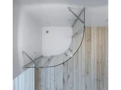 Eckregale^Aquabatos Runddusche 90 x 90 x 195 cm Duschkabine Duschwand Viertelkreis Duschabtrennung mit Eckregale Pendeltür 6 mm NANO ESG Sicherheitsgals