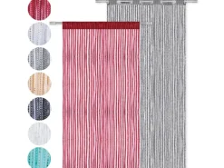 Arsvita Türvorhänge^Fadenvorhang Fadengardine Gardine Vorhang Metall-Optik 140 cm x 250 cm Stangendurchzug Weiß