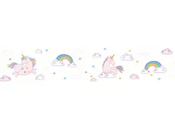 AS-Creation Bordüren^A.S. Création Borte selbstklebend Einhörner 5 m x 13 cm Rosa-Weiß