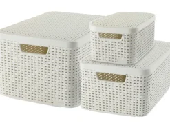 Curver Aufbewahrungsboxen Style 3-er Set Creme S + M + L