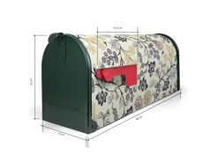 Banjado Tapezierzubehör^Amerikanischer Briefkasten Grün 48x22x16cm US Mailbox Letterbox Postkasten Stahl Pulverbeschichtet Motiv Florale Tapete