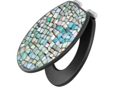 Banjado Anthrazit Toilettendeckel Mit Absenkautomatik WC-Sitz Soft Close Hygienischer Klodeckel MDF Mit Motiv Mosaik Blau