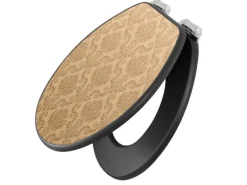 Banjado Anthrazit Toilettendeckel Mit Absenkautomatik WC-Sitz Soft Close Hygienischer Klodeckel MDF Mit Motiv Tapete Beige