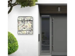 Banjado Design Briefkasten Schwarz Pulverbeschichtet 39x47x14cm 2 Schlüssel Mit Zeitungsfach Motiv Florale Tapete