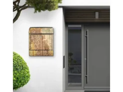 Banjado Tapezierzubehör^Design Briefkasten Schwarz Pulverbeschichtet 39x47x14cm 2 Schlüssel Mit Zeitungsfach Motiv Alte Tapeten