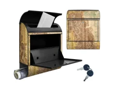 Banjado Tapezierzubehör^Design Briefkasten Schwarz Pulverbeschichtet 39x47x14cm 2 Schlüssel Mit Zeitungsfach Motiv Alte Tapeten