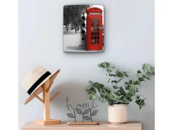 Banjado Garderoben^Design Schlüsselkasten Aus Edelstahl Für 10 Schlüssel 24x21,5x7cm Mit Magnetverschluss Motiv London Red Telephone