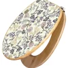 Banjado Tapezierzubehör^Design WC Sitz Bambus Toilettendeckel Toilettensitz Bambus Holz Klodeckel WC-Sitz Universal Scharnieren Motiv Florale Tapete