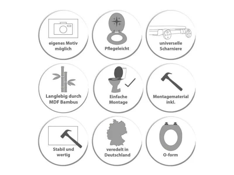 Banjado Tapezierzubehör^Design WC Sitz Bambus Toilettendeckel Toilettensitz Bambus Holz Klodeckel WC-Sitz Universal Scharnieren Motiv Florale Tapete