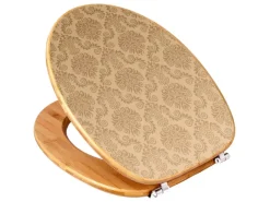 Banjado Design WC Sitz Bambus Toilettendeckel Toilettensitz Bambus Holz Klodeckel WC-Sitz Universal Scharnieren Motiv Tapete Beige