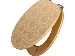 Banjado Tapezierzubehör^Design WC Sitz Bambus Holz Toilettendeckel Mit Absenkautomatik Klodeckel WC-Sitz Soft Close Mit Motiv Tapete Beige