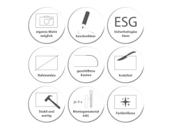 Banjado Garderoben^Großer Schlüsselkasten Glas 30x30cm Schwarz Scharnier Rechts 50 Haken Beschreibbar Magnetisch Motiv Jahresringe