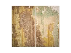Banjado Tapezierzubehör^Herdabdeckplatte Glas 2 Teilig Je 30x52CM Schneidebrett Herdabdeckung Mit Motiv Alte Tapeten