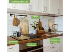 Banjado Tapezierzubehör^Herdabdeckplatte Glas 2 Teilig Je 30x52CM Schneidebrett Herdabdeckung Mit Motiv Alte Tapeten