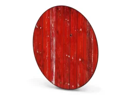 Banjado Magnettafel Rund Größe 47cm Magnetwand Schwarz Aus Metall Magnetpinnwand Pinnwand Motiv Rote Holzlatten