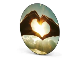 Banjado Magnettafel Rund Größe 47cm Magnetwand Schwarz Aus Metall Magnetpinnwand Pinnwand Motiv Sonne Im Herzen