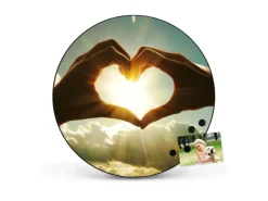 Banjado Magnettafel Rund Größe 47cm Magnetwand Schwarz Aus Metall Magnetpinnwand Pinnwand Motiv Sonne Im Herzen