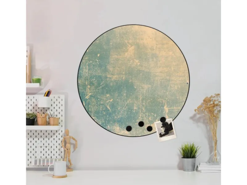 Banjado Wanddekoration|Pinnwände^Magnettafel Rund Größe 47cm Magnetwand Schwarz Aus Metall Magnetpinnwand Pinnwand Motiv Patina Grün
