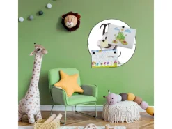 Banjado Magnettafel Rund Größe 47cm Magnetwand Schwarz Aus Metall Magnetpinnwand Pinnwand Motiv Comic-Hund