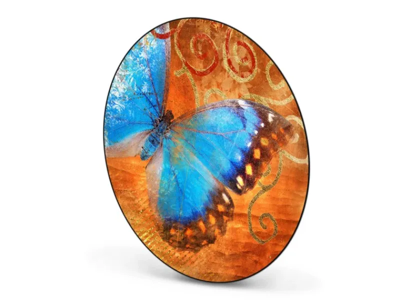 Banjado Magnettafel Rund Größe 47cm Magnetwand Schwarz Aus Metall Magnetpinnwand Pinnwand Motiv Schmetterling