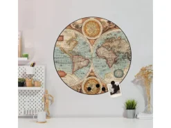 Banjado Magnettafel Rund Größe 47cm Magnetwand Schwarz Aus Metall Magnetpinnwand Pinnwand Motiv Historische Weltkarte