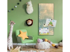 Banjado Pinnwände^Magnettafel 37x78cm Magnetwand Schwarz Aus Metall Magnetpinnwand Pinnwand Inkl. 4 Magnete Motiv Patina Grün