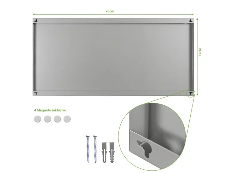 Banjado Magnettafel 78x37cm Magnetwand Silber Aus Metall Magnetpinnwand Pinnwand Inkl. 4 Magnete Motiv Im Weltall 2