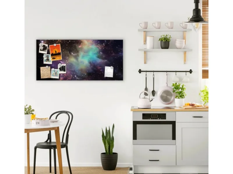 Banjado Magnettafel 78x37cm Magnetwand Silber Aus Metall Magnetpinnwand Pinnwand Inkl. 4 Magnete Motiv Im Weltall 2