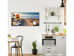 Banjado Magnettafel 78x37cm Magnetwand Schwarz Aus Metall Magnetpinnwand Pinnwand Inkl. 4 Magnete Motiv Nordseestrand