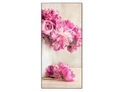 Banjado Pinnwände^Magnettafel 37x78cm Magnetwand Schwarz Aus Metall Magnetpinnwand Pinnwand Inkl. 4 Magnete Motiv Pfingstrose