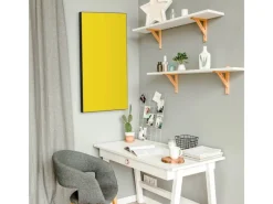 Banjado Pinnwände^Magnettafel 37x78cm Magnetwand Schwarz Aus Metall Magnetpinnwand Pinnwand Inkl. 4 Magnete Motiv Sonnengelb